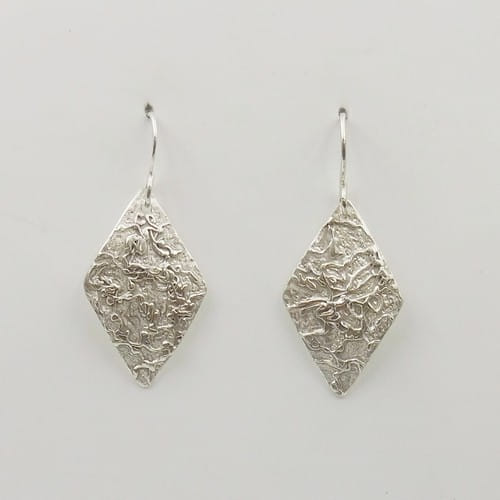 DKC-1150 Earrings Diamond Shaped Textured Sterling Silver $70 at Hunter Wolff Gallery